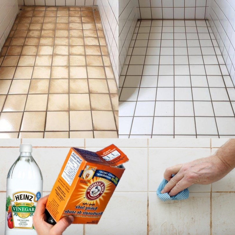 Yes, baking powder cleans and shines tiles