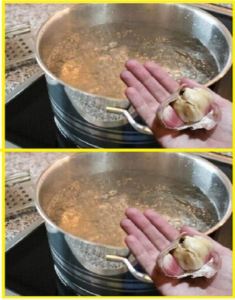 Boil 5 cloves of garlic in a large pot and then use it like this My grandma made it all winter